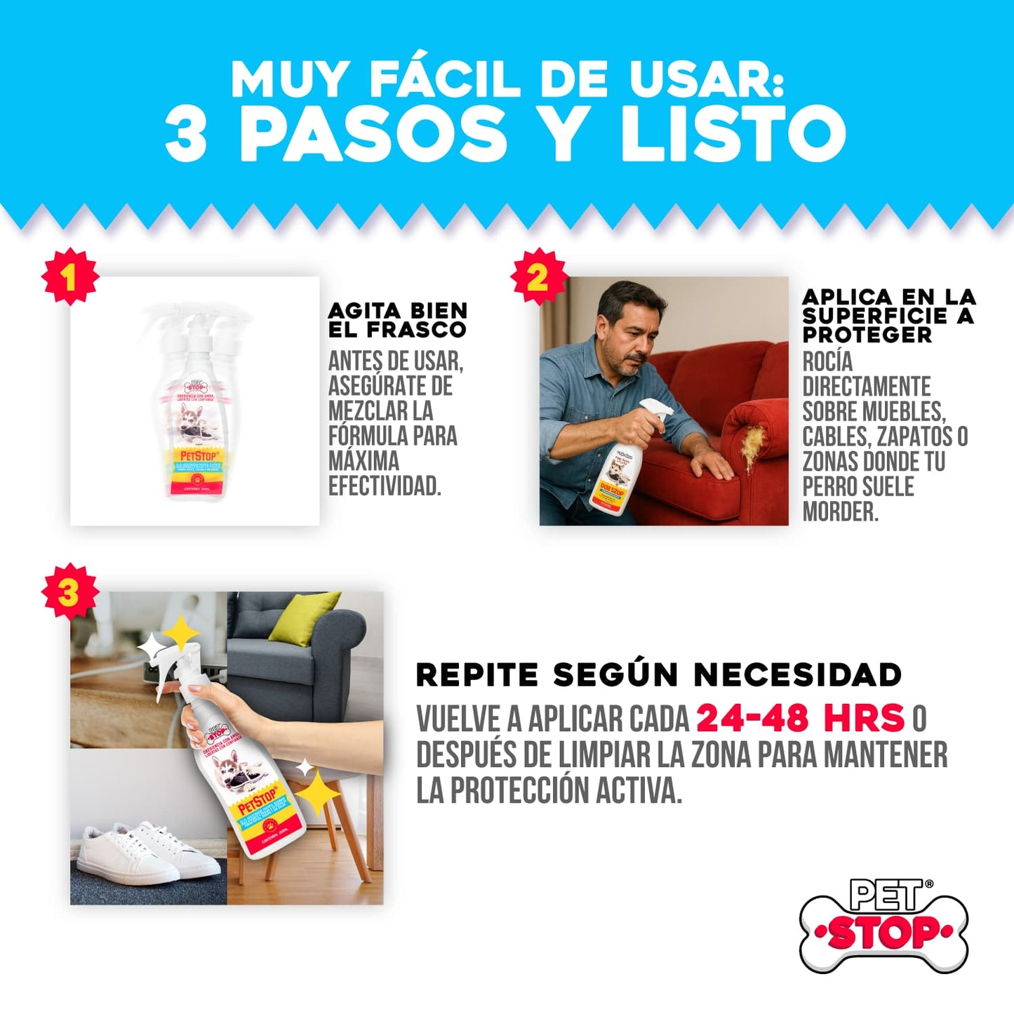 PetStop® – Spray Educador y Protector Canino | 1+1 GRATIS