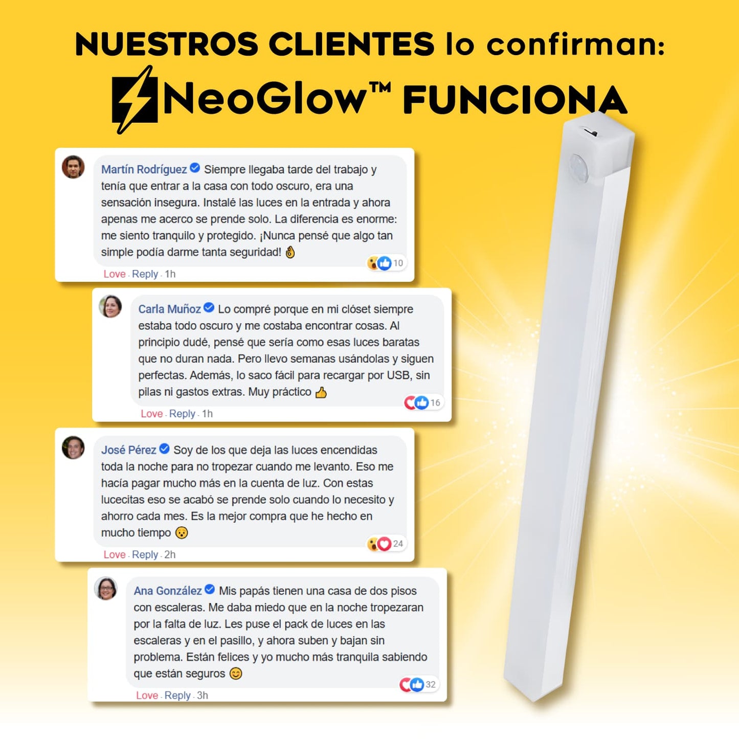 Luces Led con sensor de Movimiento NeoGlow | LLEVA 3 Y PAGA 1