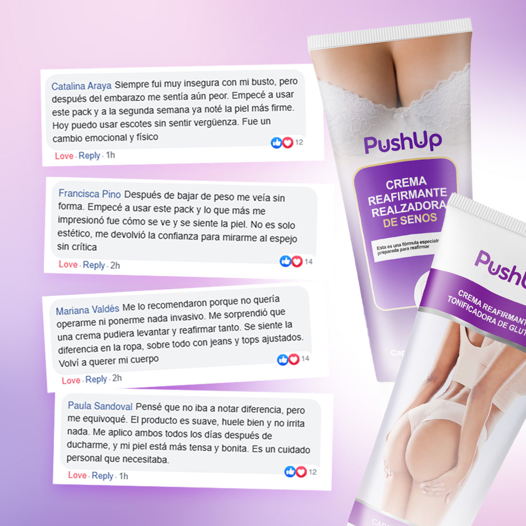 PushUp® Pack Reafirmante Total - Senos & Glúteos Sin Cirugía | 1+1 GRATIS