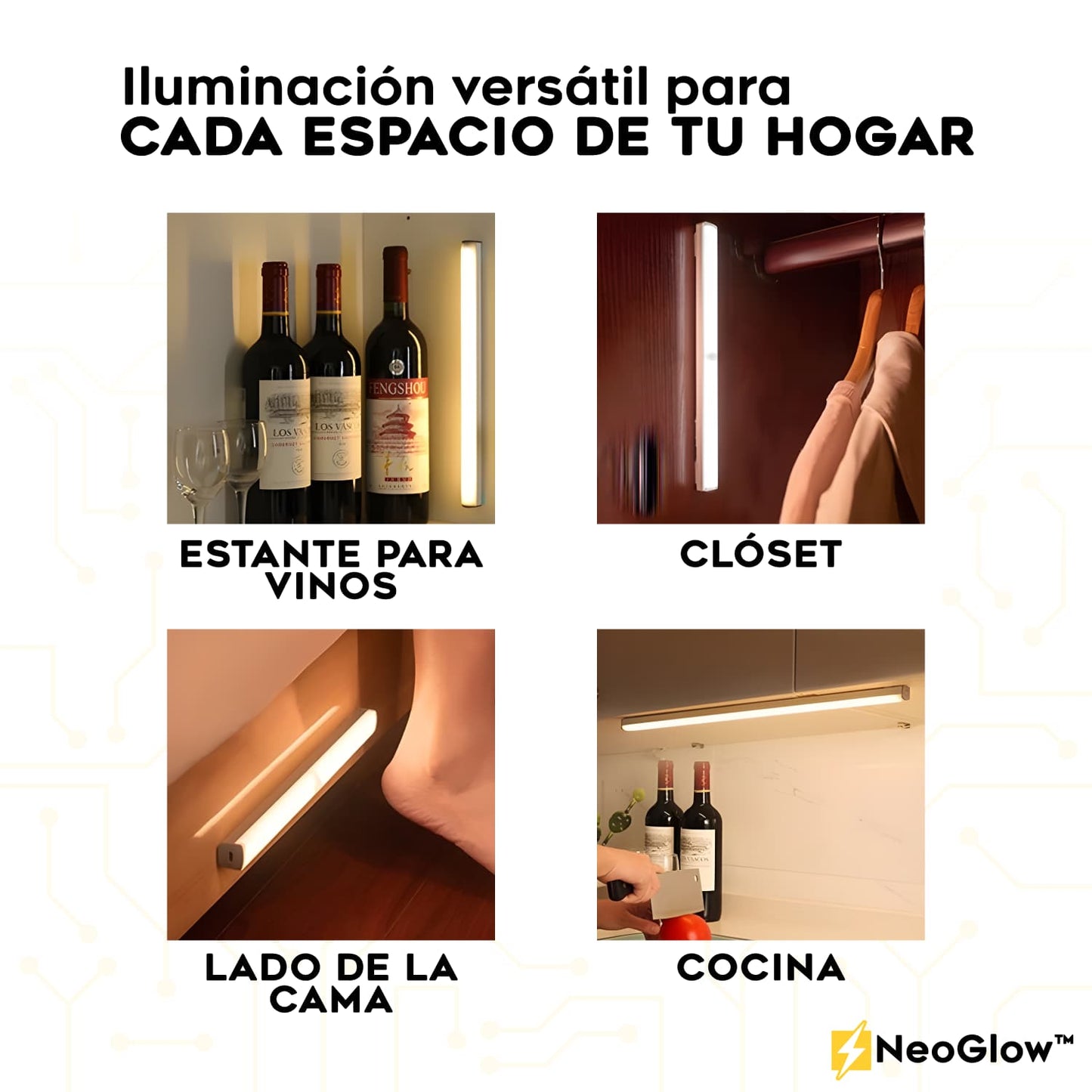 Luces Led con sensor de Movimiento NeoGlow | LLEVA 3 Y PAGA 1