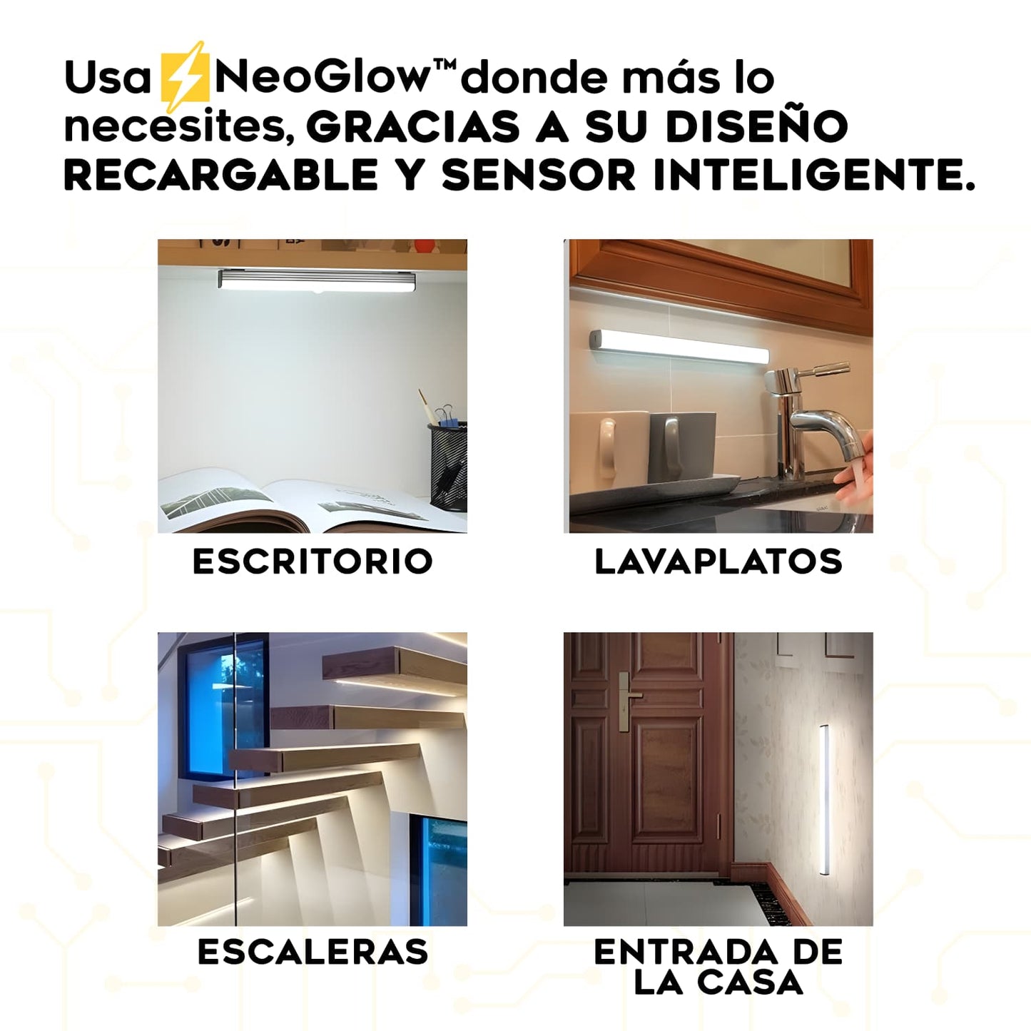 Luces Led con sensor de Movimiento NeoGlow | LLEVA 3 Y PAGA 1