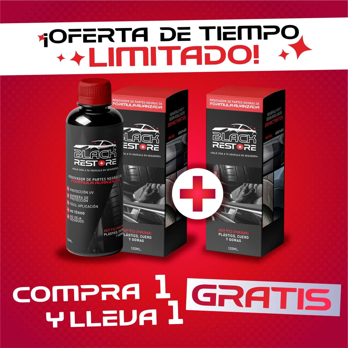 BlackRestore® Devuelve la vida a tu auto en segundos | 1 + 1 GRATIS