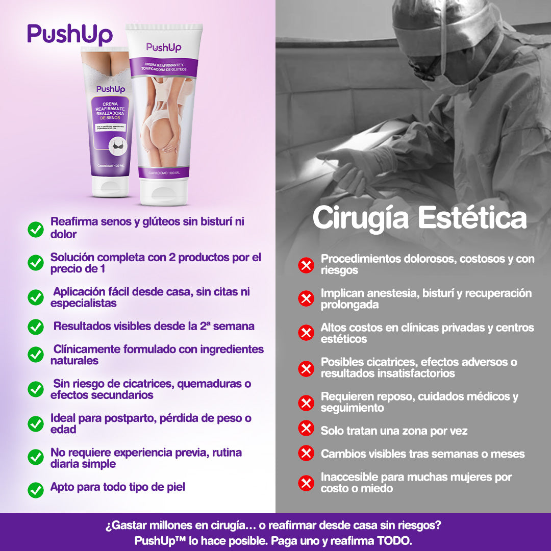 PushUp® Pack Reafirmante Total - Senos & Glúteos Sin Cirugía | 1+1 GRATIS