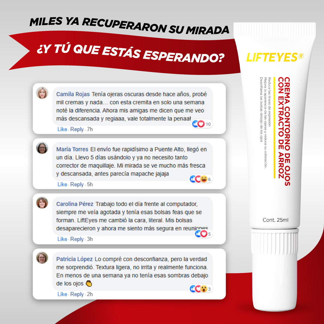 LiftEyes® – Contorno de Ojos Antiojeras Y Antifatiga | 1+1 GRATIS