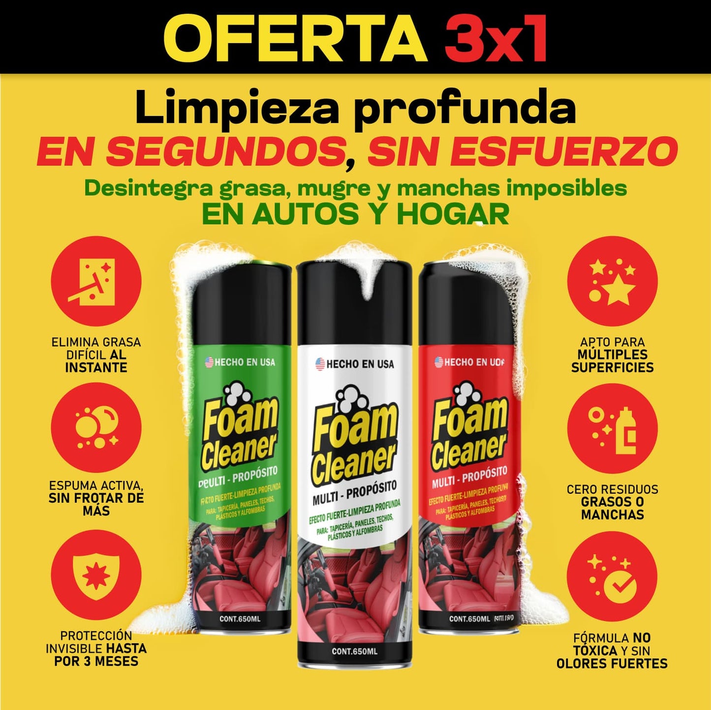 FoamCleaner Super Limpiador Multiuso | Lleva 3 paga 1
