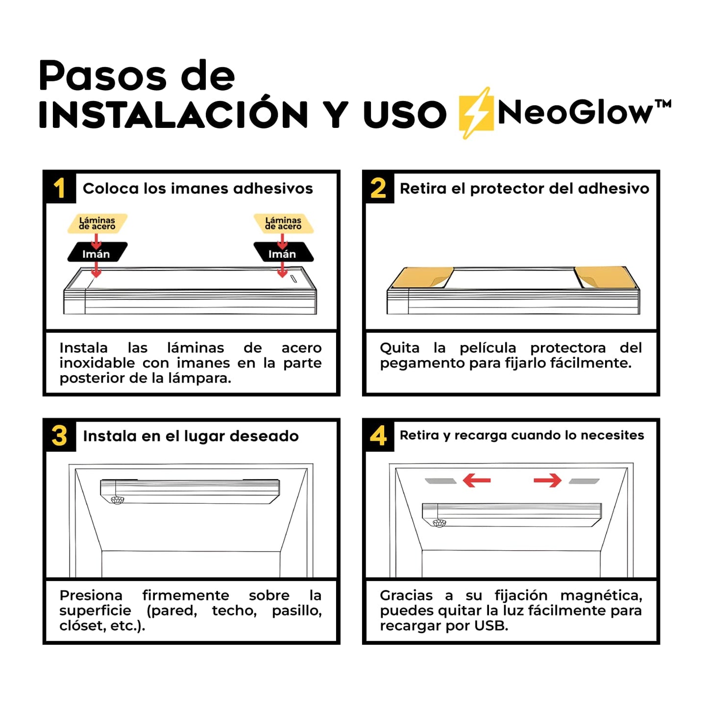 Luces Led con sensor de Movimiento NeoGlow | LLEVA 3 Y PAGA 1