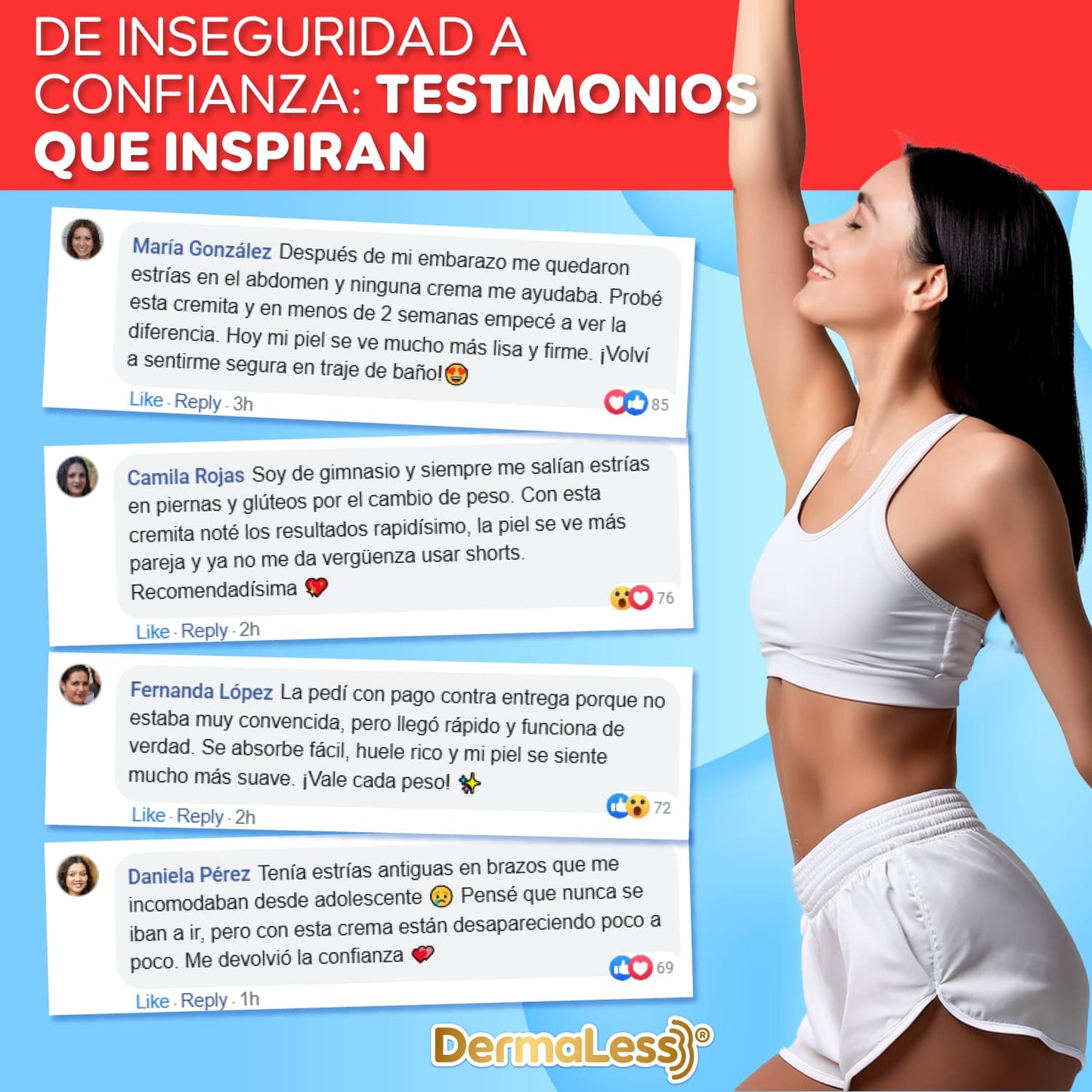 DermaLess® – Borrador Intensivo de Estrías y Reafirmante Total | 1+1 GRATIS