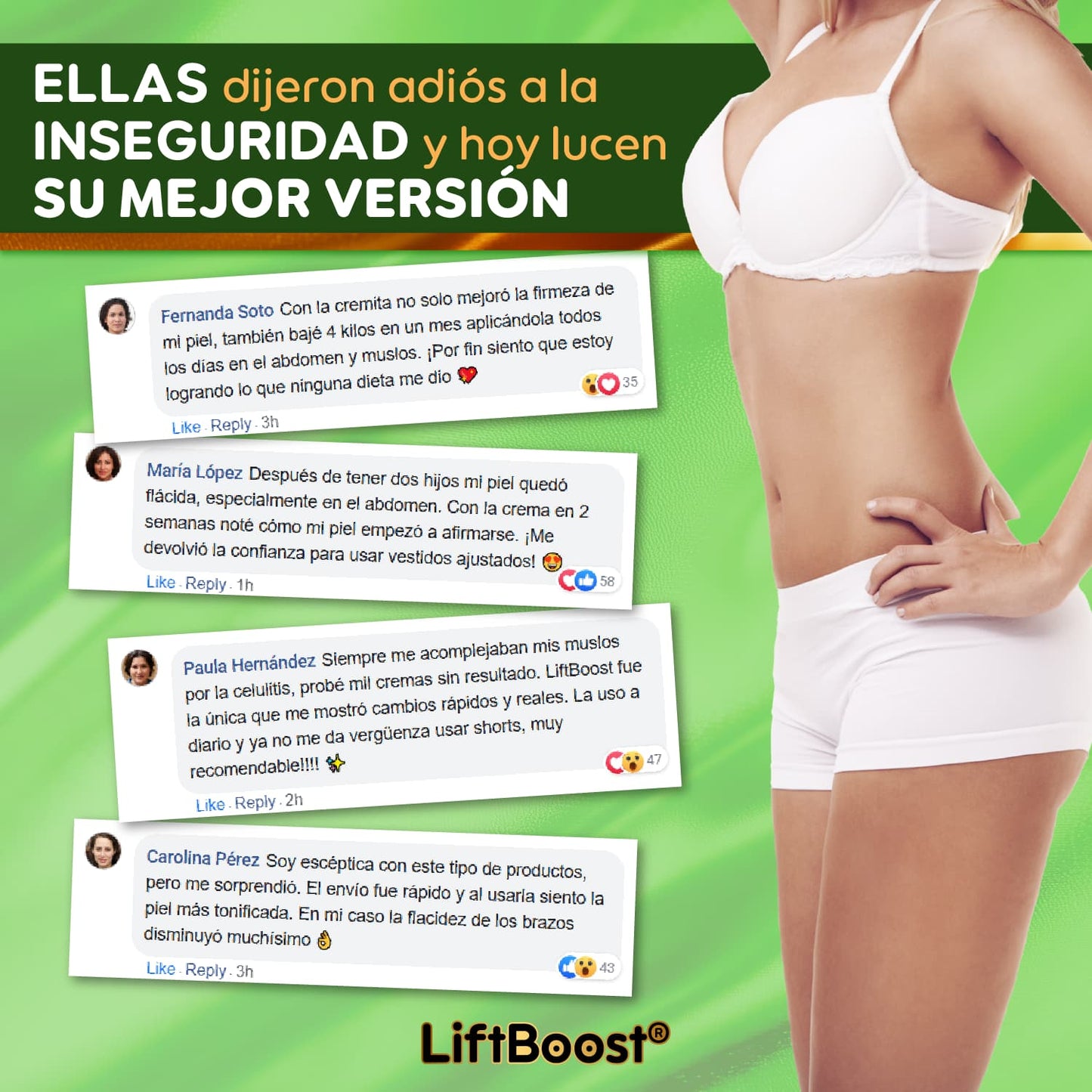 LiftBoost® – Crema Reafirmante & Quema Grasa Total | 1+1 GRATIS