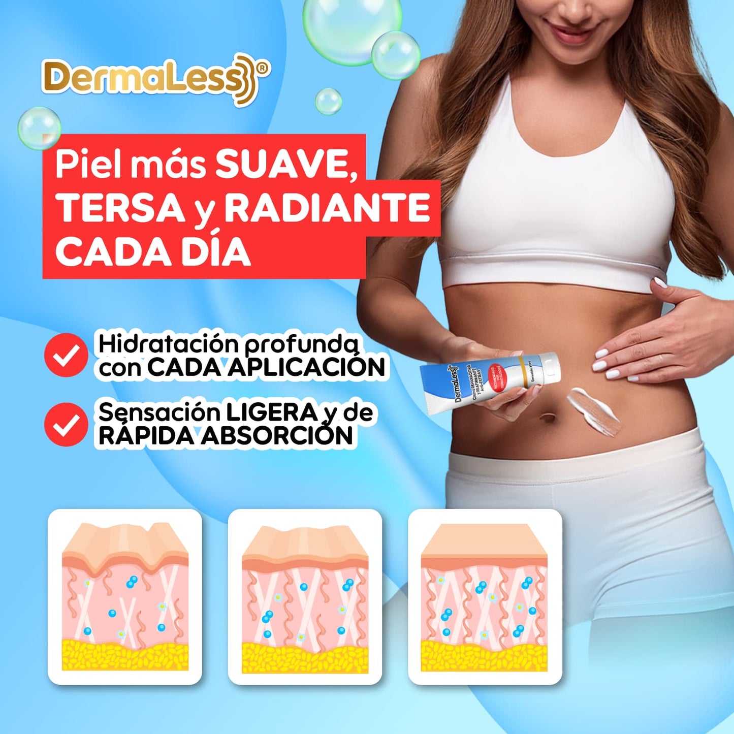 DermaLess® – Borrador Intensivo de Estrías y Reafirmante Total | 1+1 GRATIS