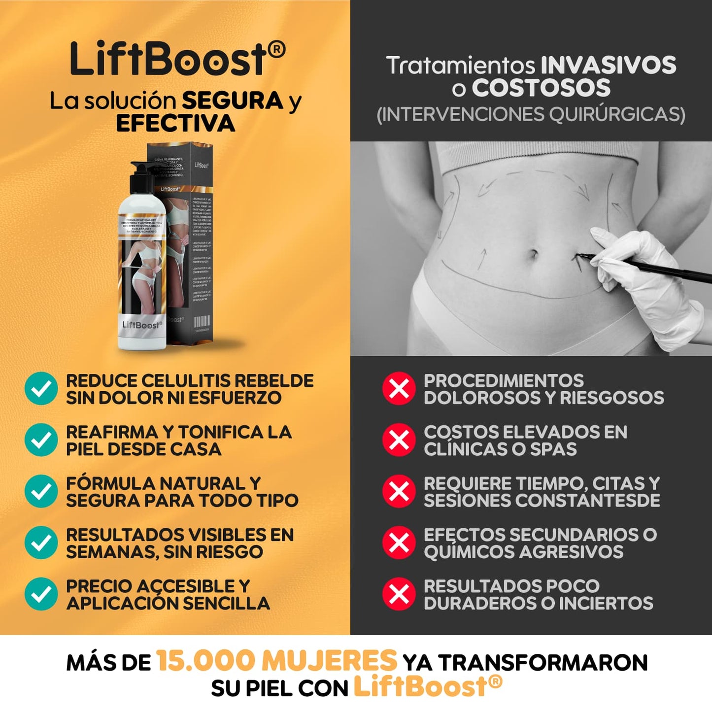 LiftBoost® – Crema Reafirmante & Quema Grasa Total | 1+1 GRATIS
