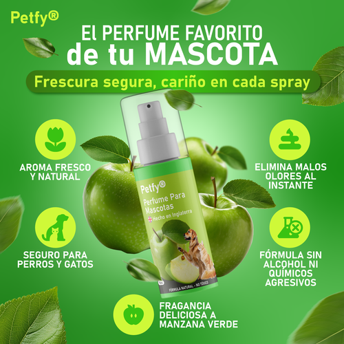 Petfy® Perfume para Mascotas – Frescura natural, elimina olores y es 100% seguro
